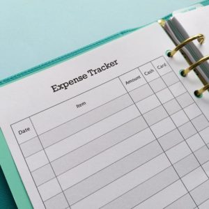 Close up of Expense Tracker in A5 ring binder