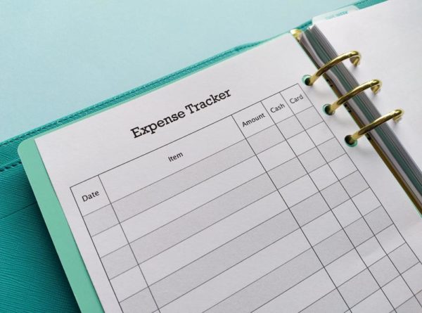 Close up of Expense Tracker in A5 ring binder