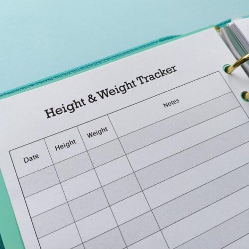 Height & weight tracker inserts
