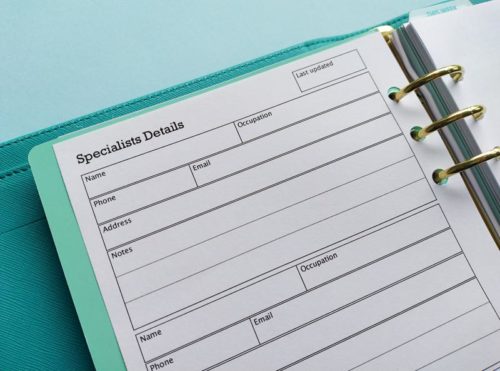 A5 Specialists Details Insert printable