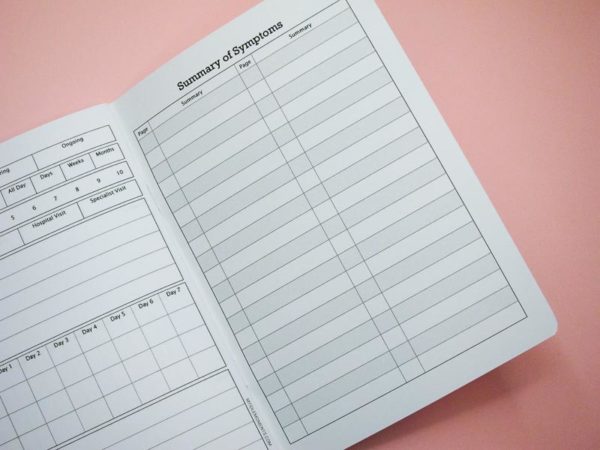 Summary page closeup in Symptom Tracker Notebook