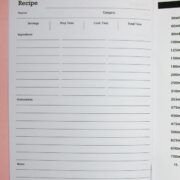 Closeup of recipe card