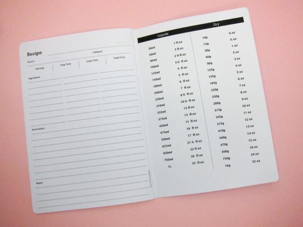 Inside back cover recipe notebook