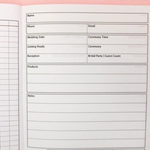 Wedding Customer Inquiry Notebook