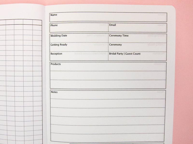 Wedding Customer Inquiry Notebook