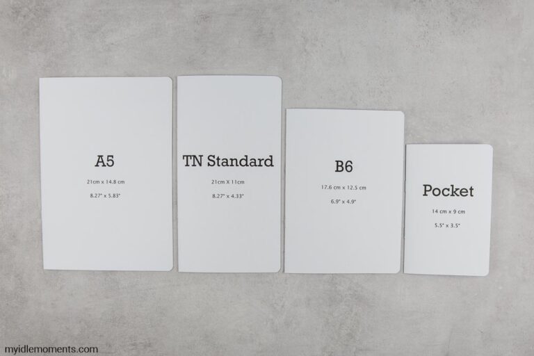 4 Notebook sizes