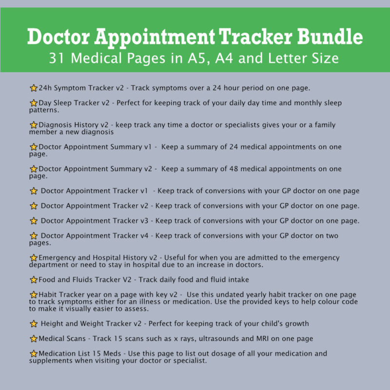 Doctor Appointment Tracker Bundle page info