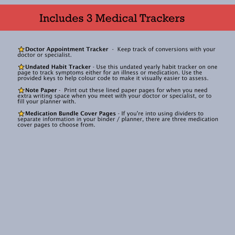 Medication Tracker Bundle - Medical pages